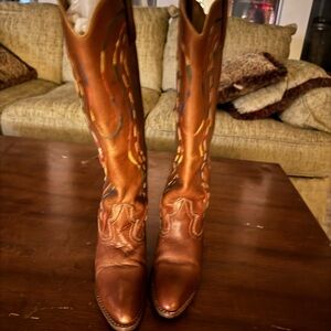 Tony Lama Tan Leather Cowboy Boots